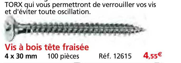 vis à bois tête fraisée