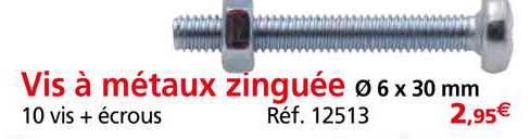 vis à métaux zinguée