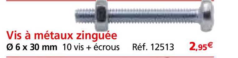 vis à métaux zinguée