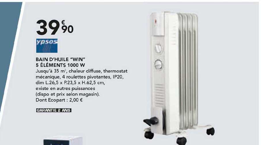 ypsos bain d'huile "win" 5 éléments 1000 w