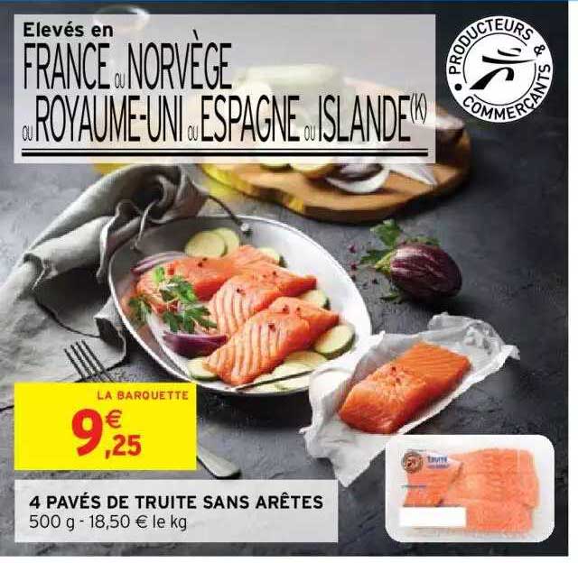 4 pavés de truite sans arêtes