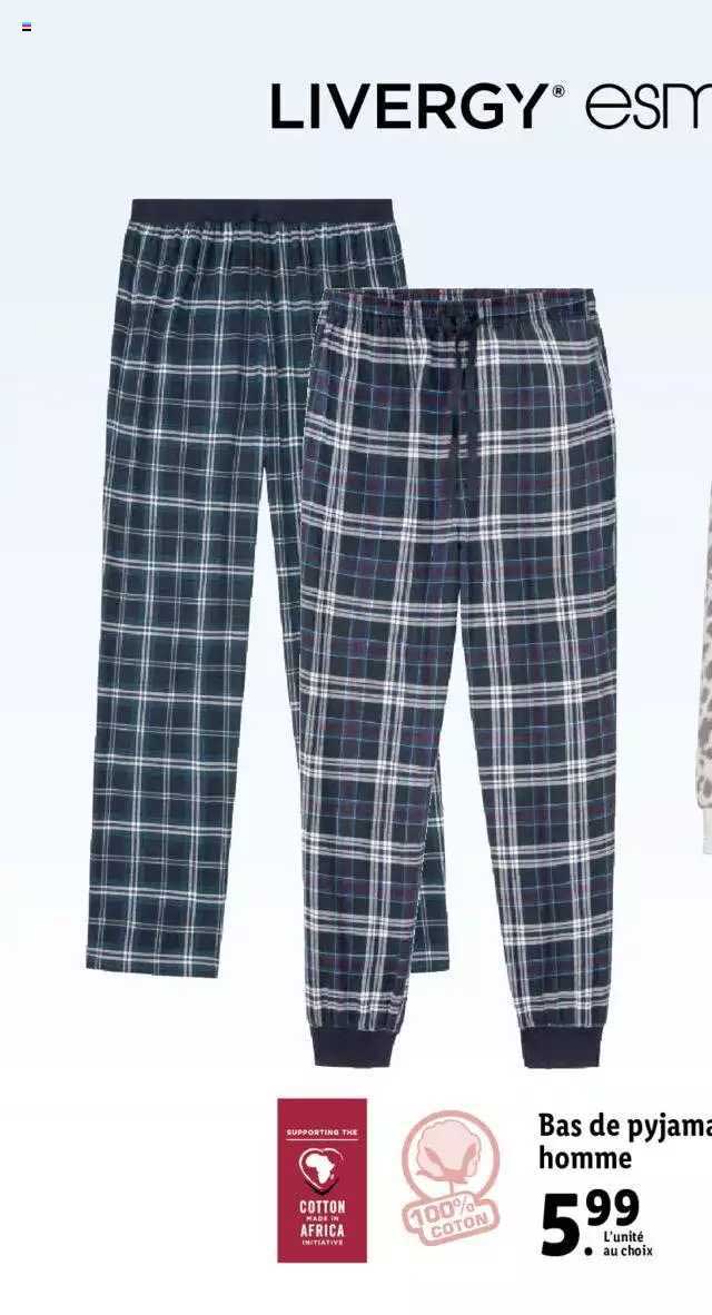 Bas De Pyjama Homme Livergy Esmara
