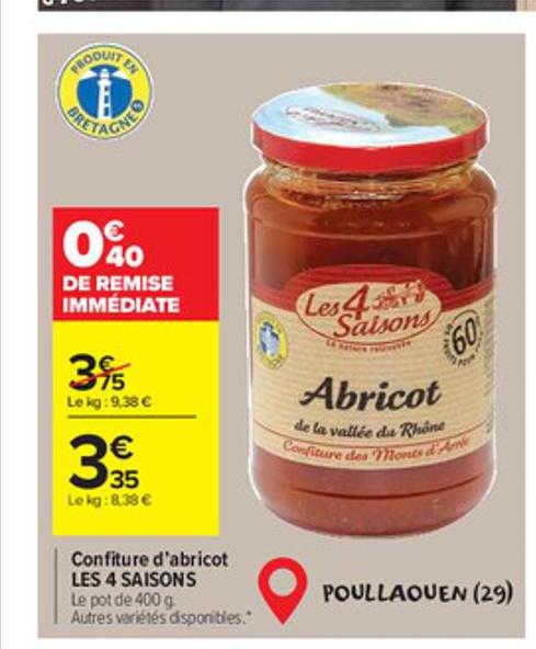confiture d'abricot les 4 saisons