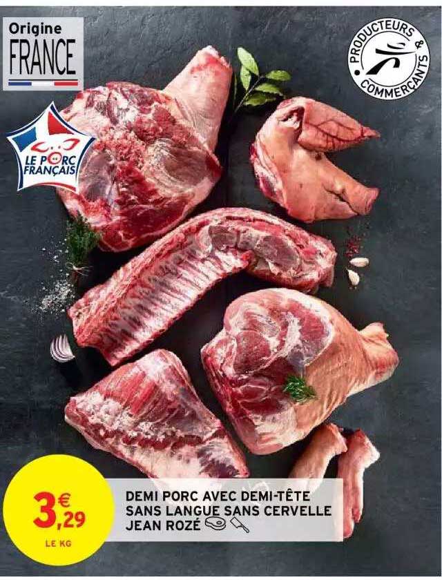 demi porc avec demi-tête sans langue sans cervelle jean rozé