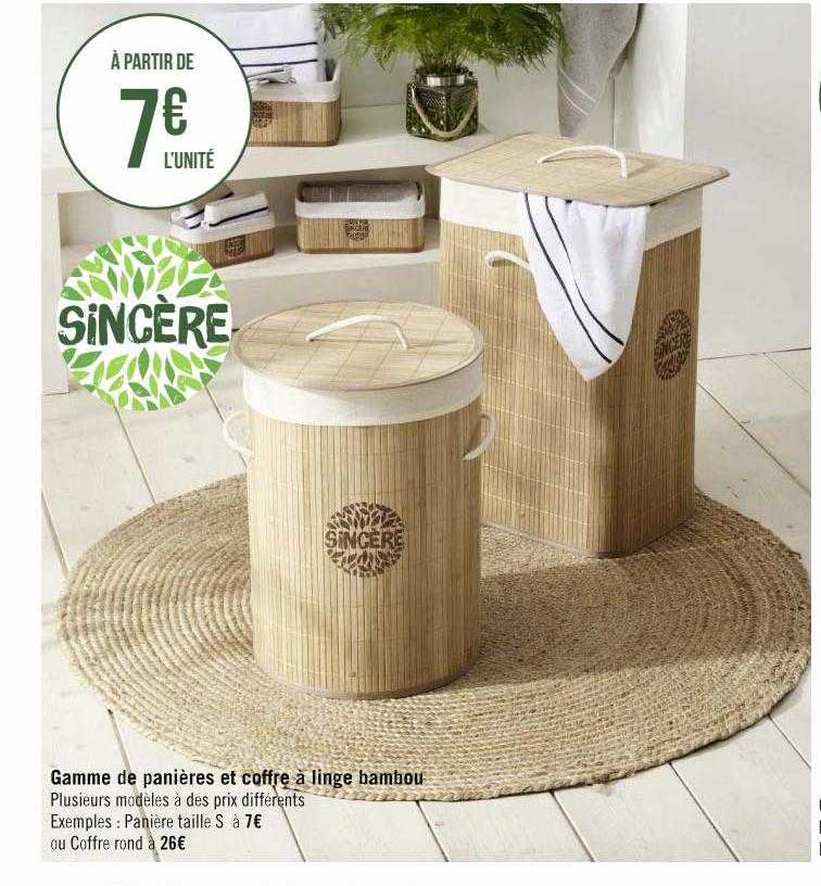 Gamme De Panières Et Coffre à Linge Bambou Sincère