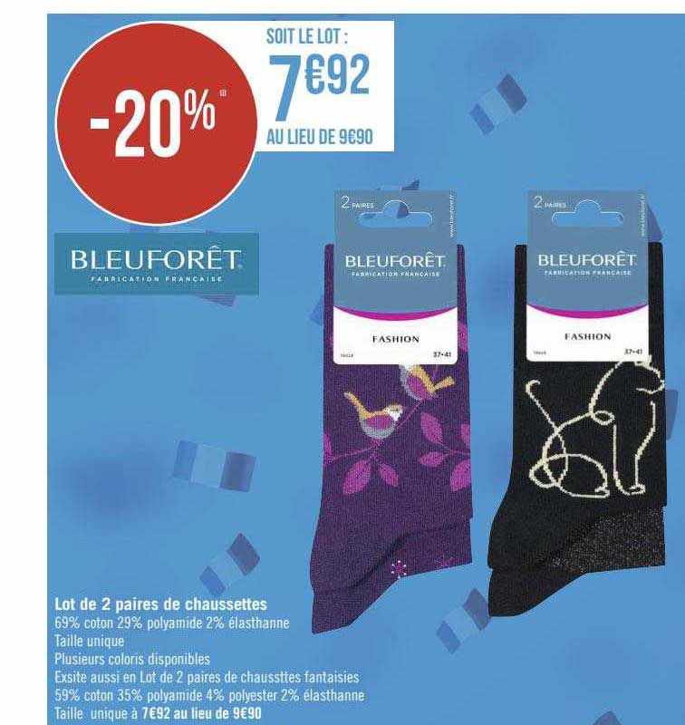 lot de 2 paires de chaussettes bleuforêt