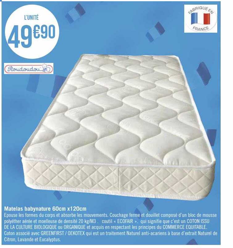 Matelas Babynature 60 Cm X 120 Cm Roudoudou