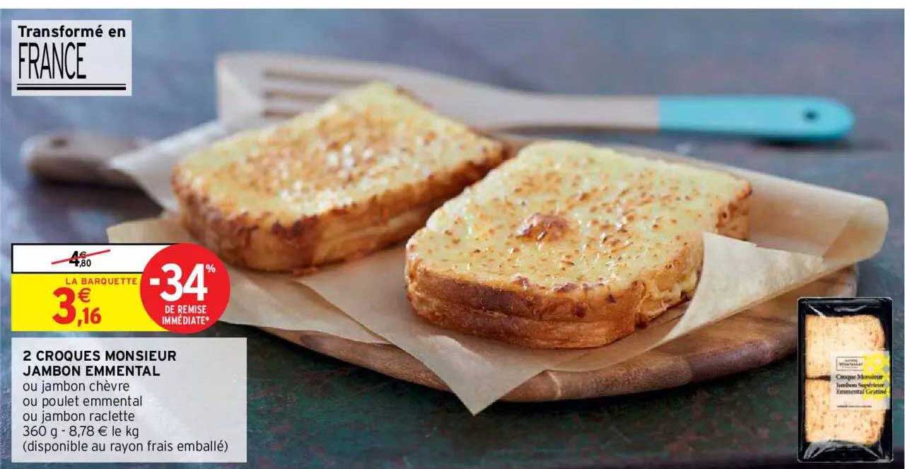 2 croques monsieur jambon emmental