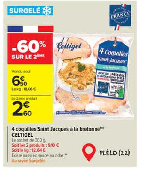 4 coquilles saint jacques à la bretonne celtigel