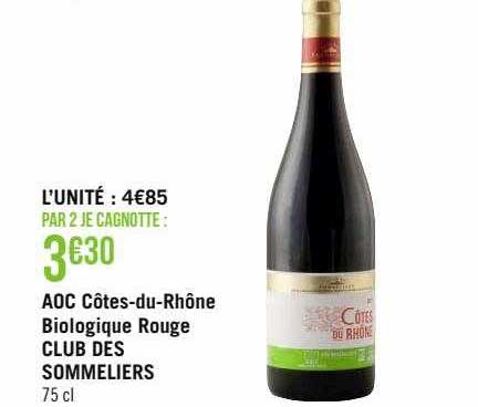 aoc côtes-du-rhône biologique rouge club des sommeliers