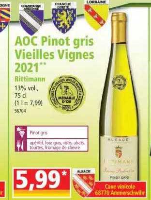 aoc pinot gris vieilles vignes 2021 rittimann