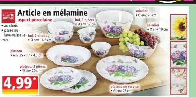 article en mélamine aspect porcelaine casa royale