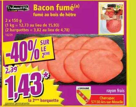 Bacon Fumé Au Bois De Hêtre Dufaure & Fils