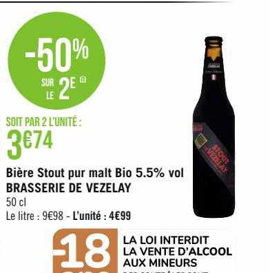 bière stout pur malt bio 5.5% vol. brasserie de vezelay
