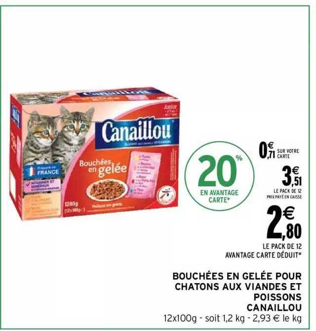 bouchées en gelée pour chatons aux viandes et poissons canaillou