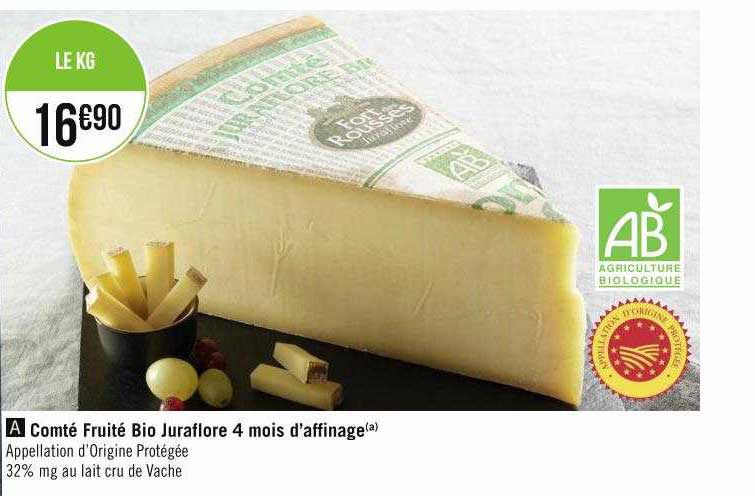 comté fruité bio juraflore 4 mois d'affinage