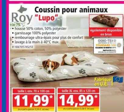 coussin pour animaux "lupo" roy