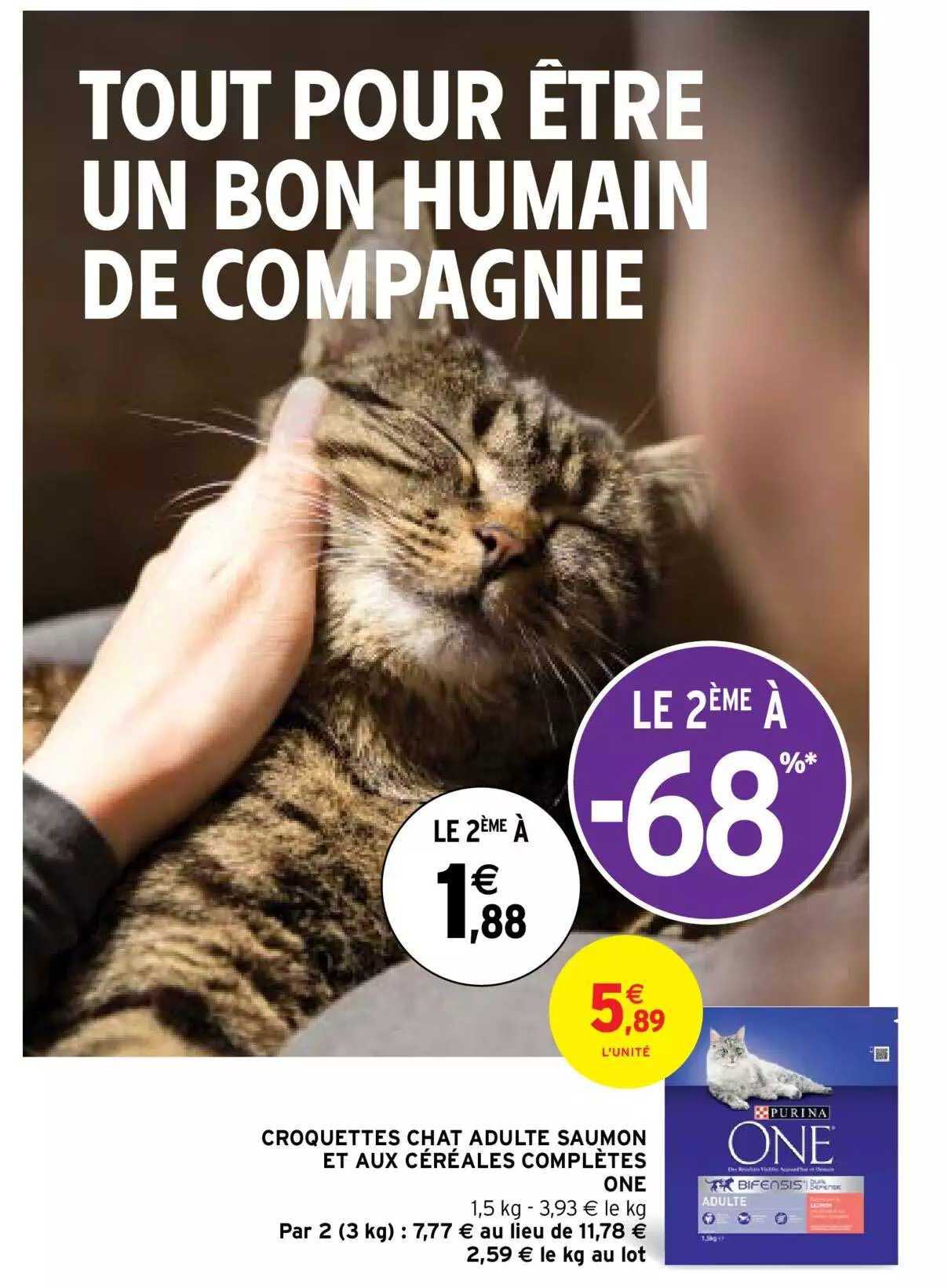 croquettes chat adulte saumon et aux céréales complètes one