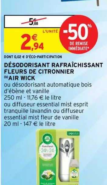 désodorisant rafraîchissant fleurs de citronnier air wick