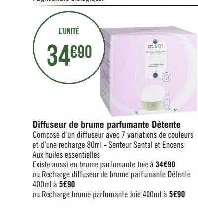 diffuseur de brume parfumante détente