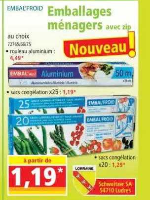 emballages ménagers avec zip embal'froid