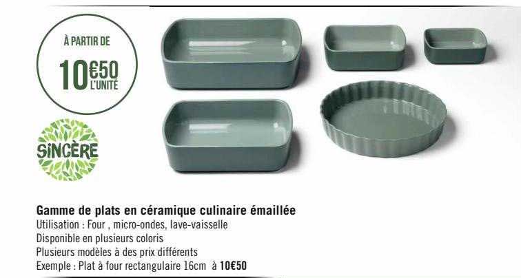 gamme de plats en céramique culinaire émaillée sincère