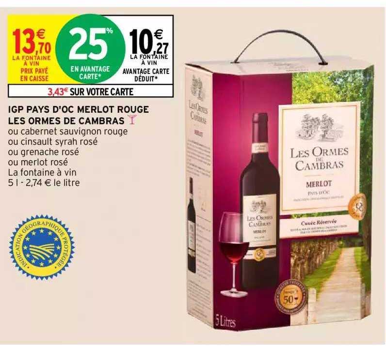 igp pays d'oc merlot rouge les ormes de cambras