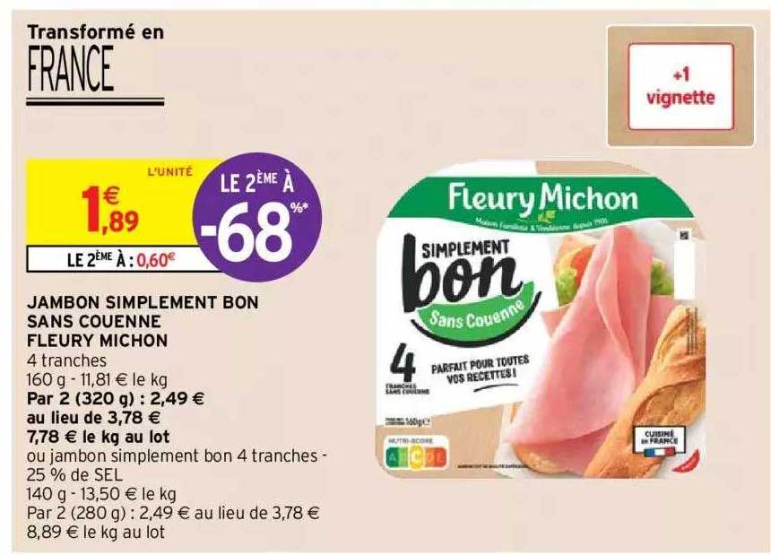 jambon simplement bon sans couenne fleury michon