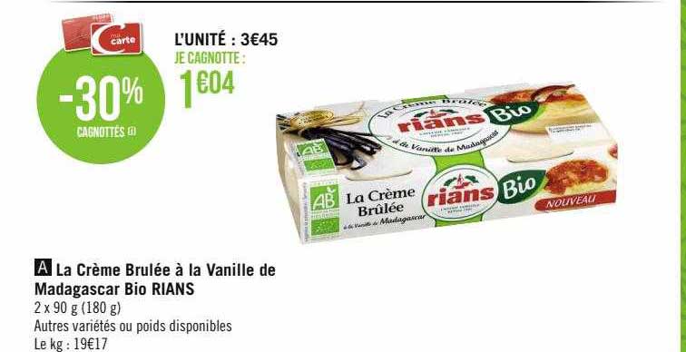 la crème brulée à la vanille de madagascar bio rians