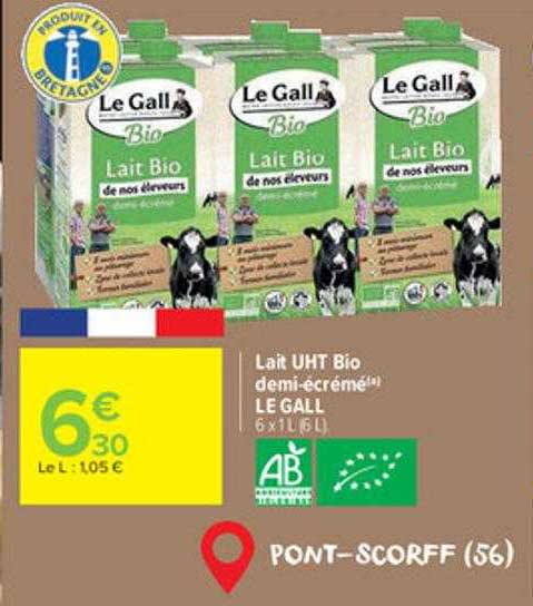 lait uht bio demi-écrémé le gall