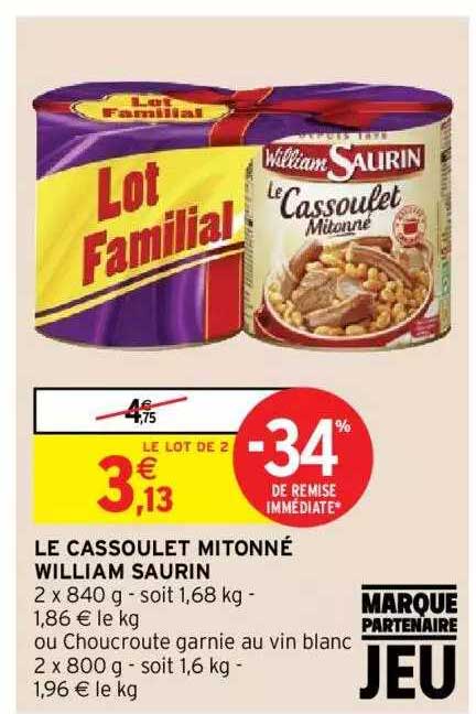 le cassoulet mitonné william saurin
