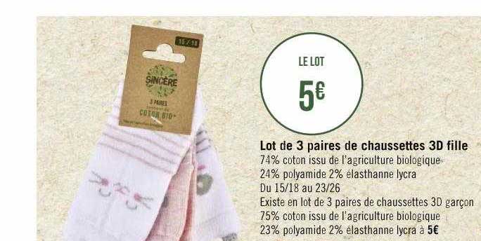 Lot De 3 Paires De Chaussettes 3d Fille Sincère