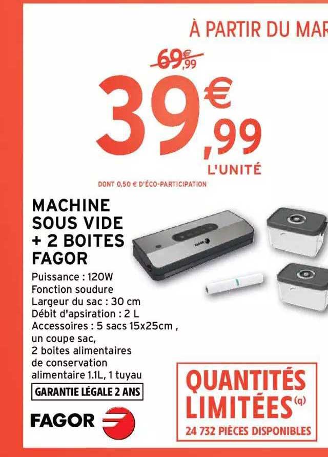 machine sous vide + 2 boîtes fagor