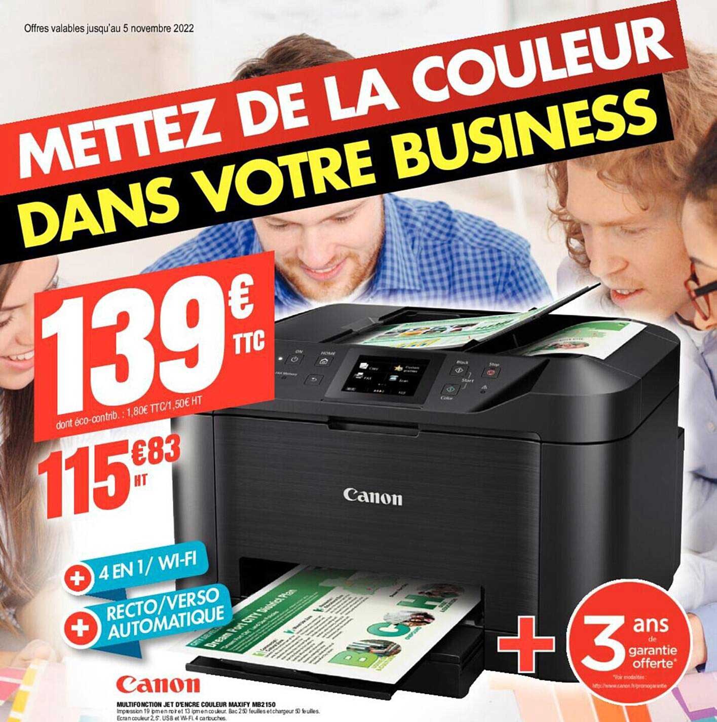 multifonction jet d'encre couleur maxify mb2150 canon