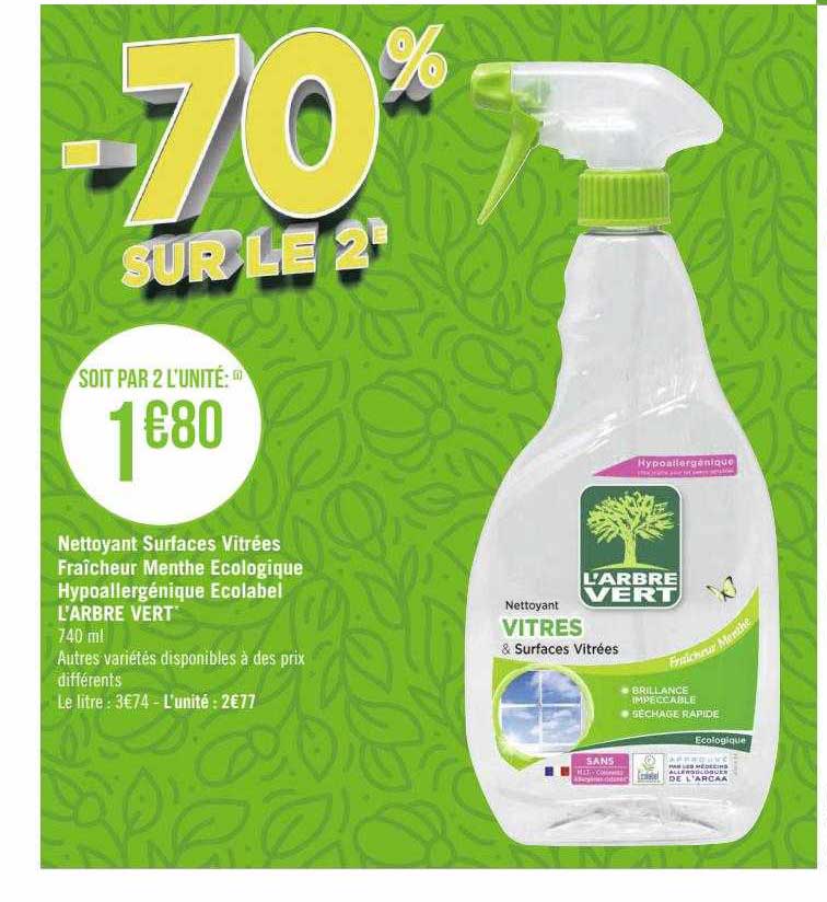 nettoyant surfaces vitrées fraîcheur menthe écologique hypoallergénique écolabel l'arbre vert