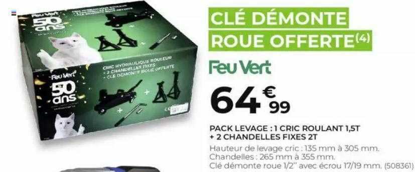 Pack Levage : 1 Cric Roulant 1,5t + 2 Chandelles Fixes 2t