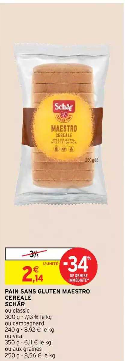 pain sans gluten maestro céréale schär