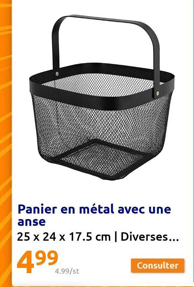 panier en métal avec une anse