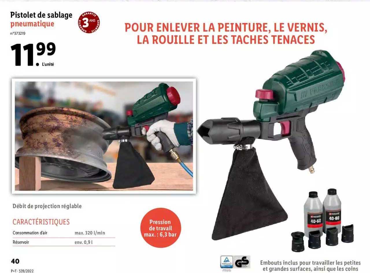 pistolet de sablage pneumatique parkside