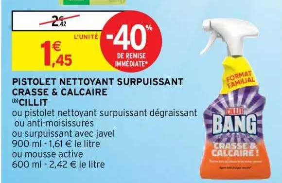 pistolet nettoyant surpuissant crasse & calcaire cillit