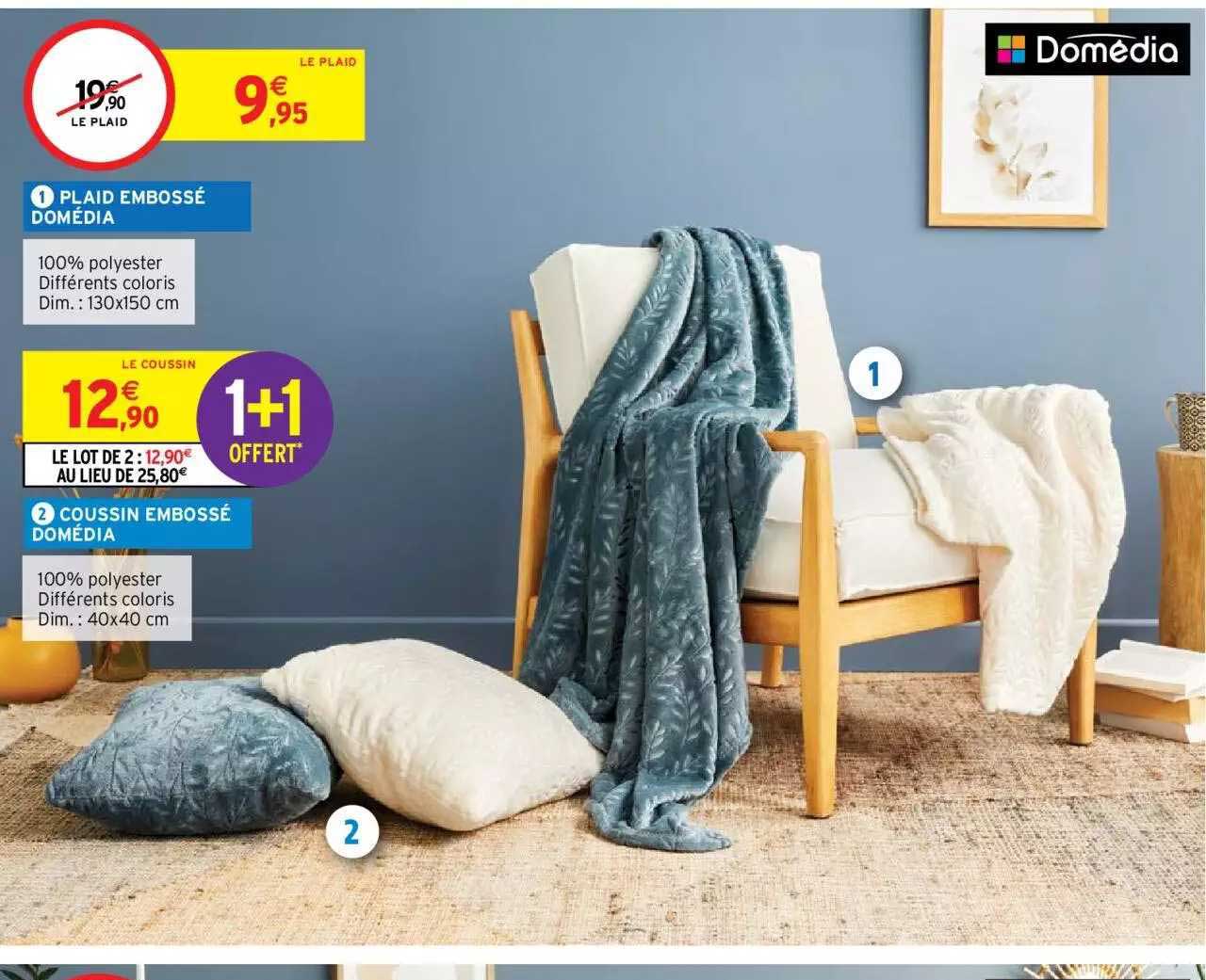 Plaid Embossé Domédia, Coussin Embossé Domédia
