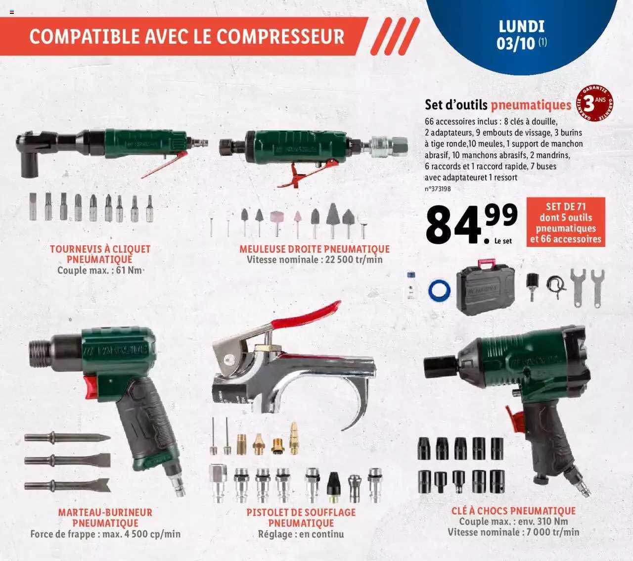 set d'outils pneumatiques parkside