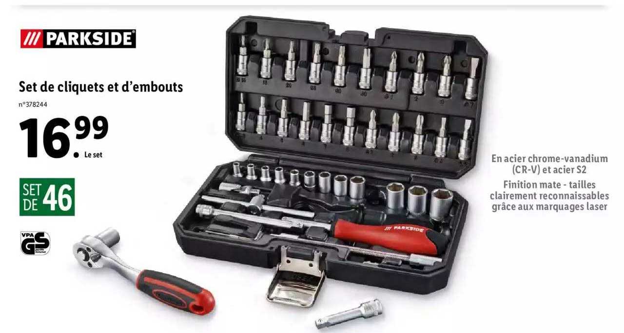 set de cliquets et d'embouts parkside