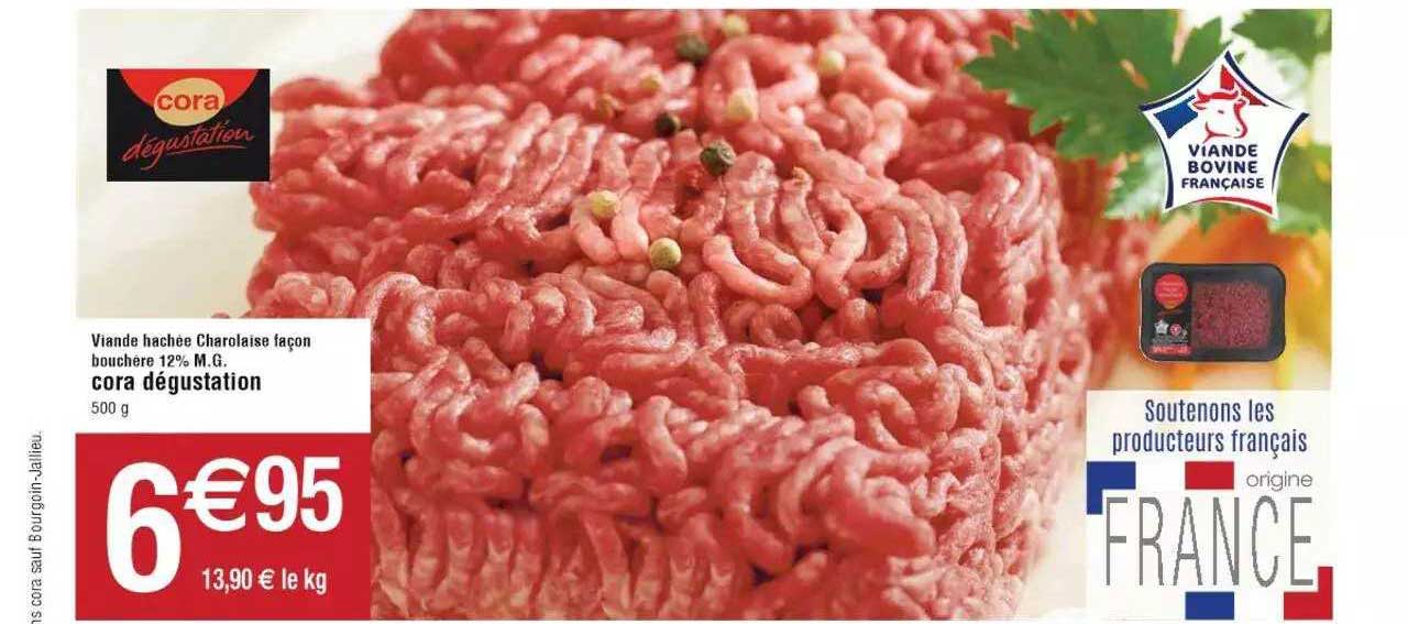 viande hachée cherolaise façon bouchère 12% m.g. cora dégustation