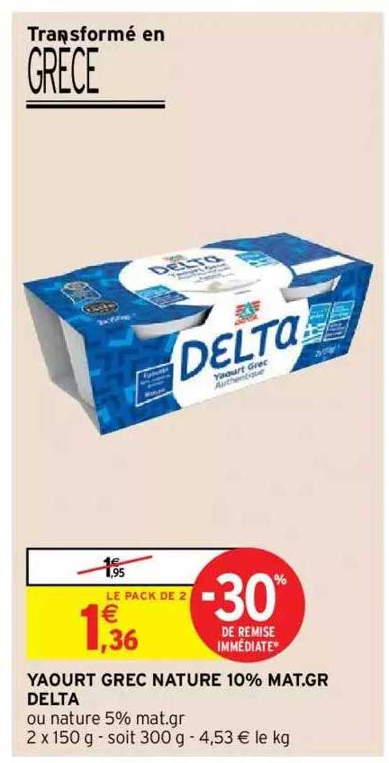 yaourt grec nature 10% mat.gr delta