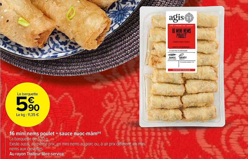 16 mini nems poulet + sauce nuoc-mâm