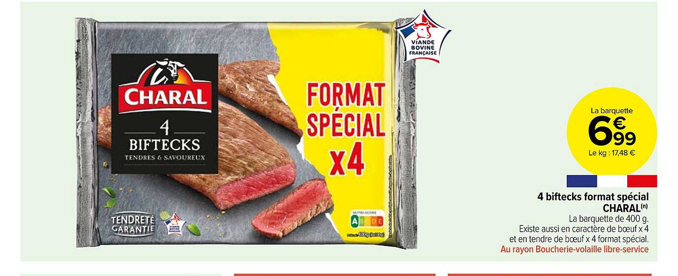 4 biftecks format spécial charal