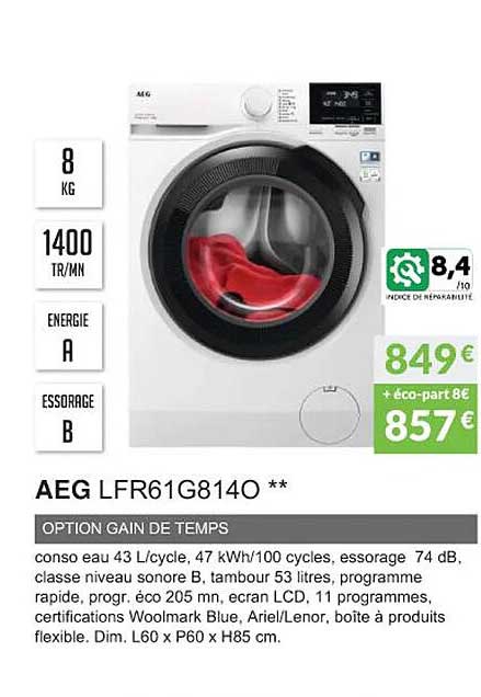 aeg flr61g8140 option gain de temps