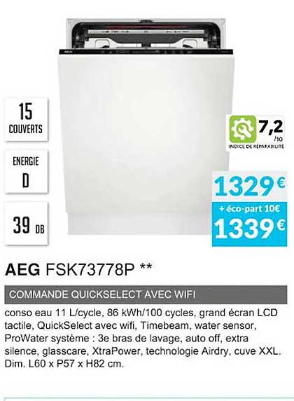 Aeg Fsk73778p Commande Quickselect Avec Wifi