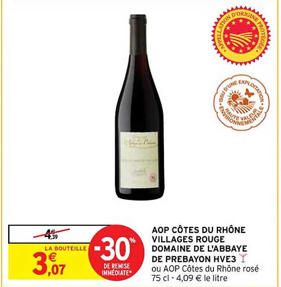 Aop Côtes Du Rhône Villages Rouge Domaine De L'abbaye De Prebayon Hve3